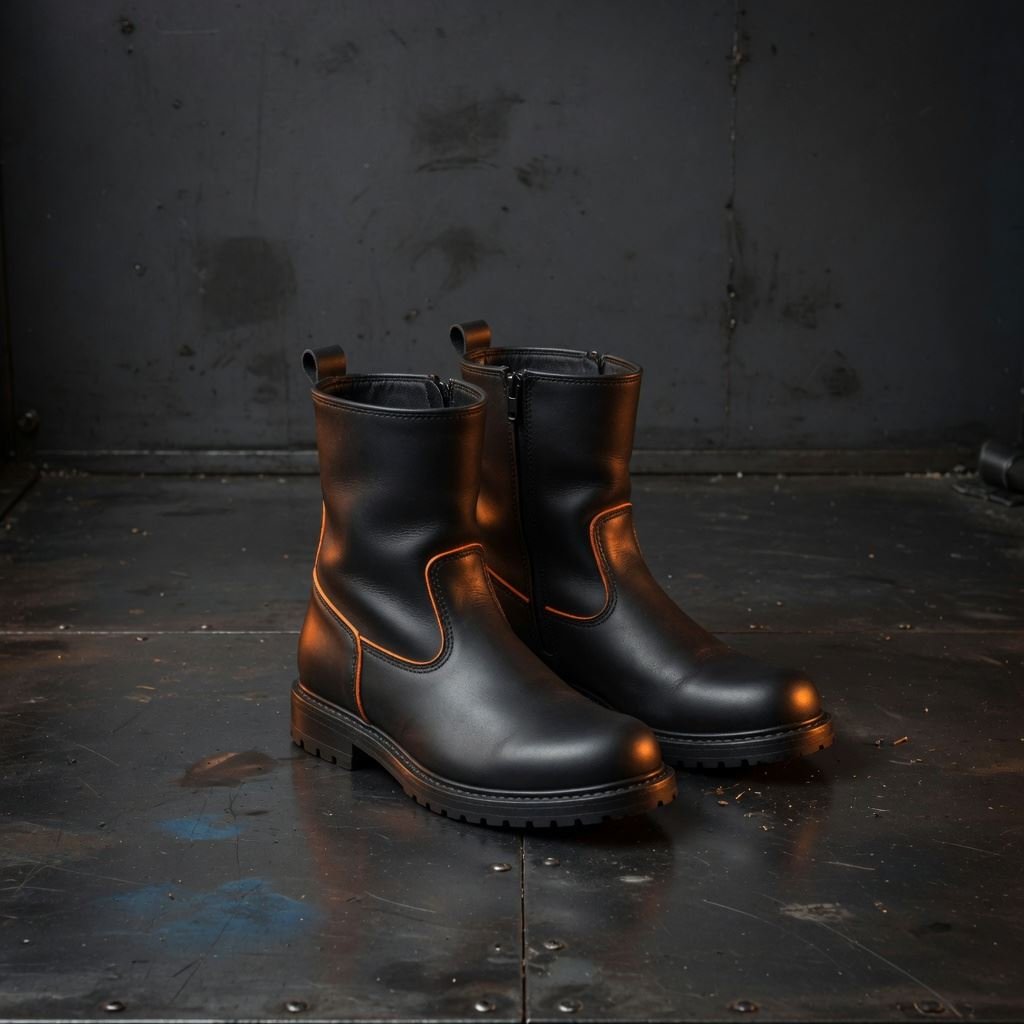 Demonstration riding boots. Unbranded demonstration photograph.