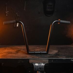 Demonstration ape hanger handlebars. Unbranded demonstration photograph.