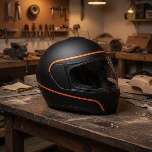 Demonstration open-face helmet. Unbranded demonstration photograph.